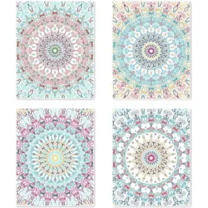 ALAYRA Wall Art Unframed Prints Giclee Art Paper Set of 4, 11x14 inch Mandala Artwork, College DecorationFlower Floral Vintage Psychedelic Abstract Spiritual Beautiful Illustrations Posters 01