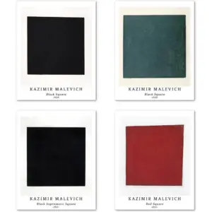 ALAYRA Wall Art Unframed Prints Giclee Art Paper Set of 4, 8x10 inch Abstract Geometric Artwork, Bathroom Decoration Square Minimalist Vintage Great PresentKazimir Malevich Prints 01