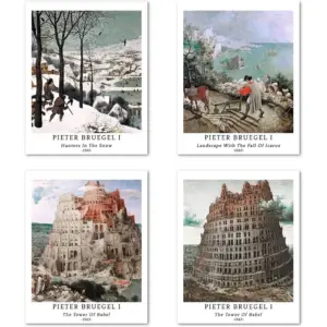 ALAYRA Wall Art Unframed Prints Giclee Art Paper Set of 4, 8x10 inch Classical Landscape Artwork, Modern Decoration Elegant Scenery Cityscape Hills Birthday GiftPieter Bruegel The Elder Painting 01