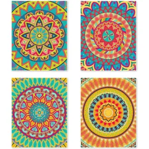 ALAYRA Wall Art Unframed Prints Giclee Art Paper Set of 4, 8x10 inch Mandala Artwork, Bathroom Decoration Flower Floral Modern Abstract Colorful Decor Good Packing Gift for Women Posters 01