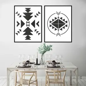 ALAYRA Wall Art Western Wall Decor Black and White Wall Decor Geometric Wall Art Brown Wall Decor Western Boho Decor Western Wall Art Southwestern Wall Decor Art 12x16 Inchx2 Unframed 01