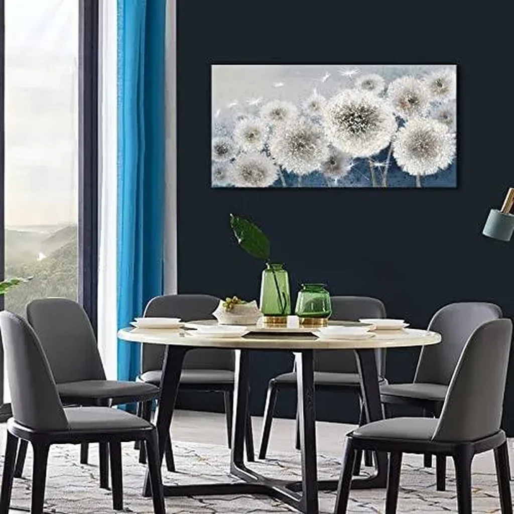 ALAYRA Wall Decor Living Room - Wall-Art for Living Room, Canvas Art/Pictures for Bedroom Blue Dandelion 24x48 inches Large Wall Art 01 - Image 2