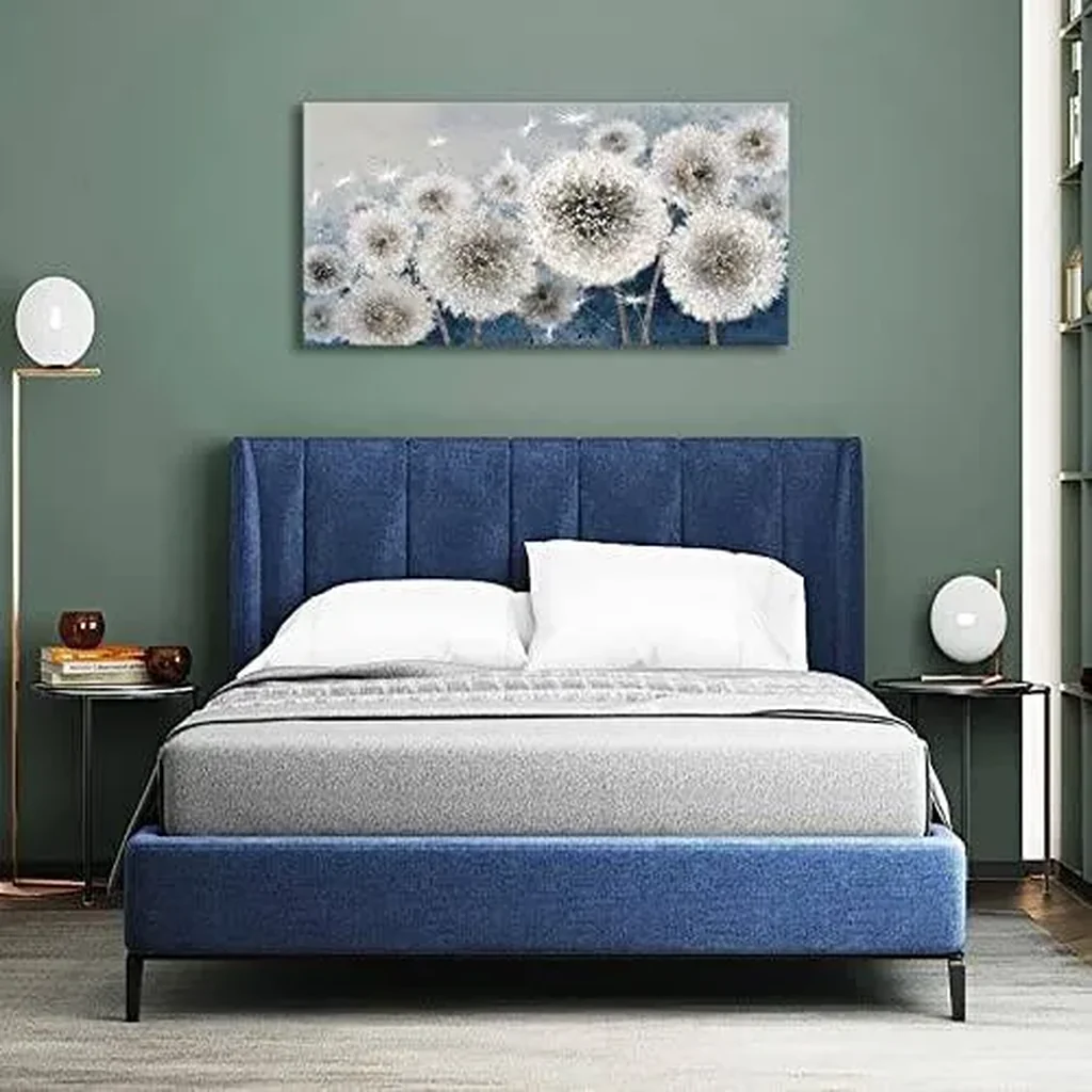ALAYRA Wall Decor Living Room - Wall-Art for Living Room, Canvas Art/Pictures for Bedroom Blue Dandelion 24x48 inches Large Wall Art 01 - Image 5