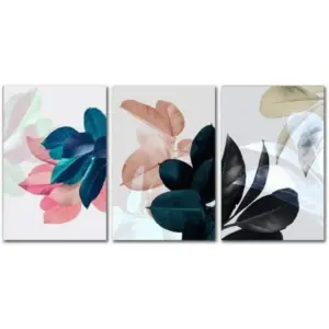 ALAYRA Wall Paintings For Living Room Large Colorful Leaves Pictures Nordic Green Plant 50x70cmx3 Unframed 01