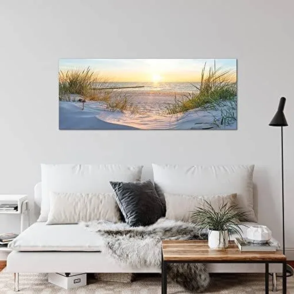 ALAYRA Wall Picture Beach Sunset 1 Piece Modern Picture on Non-Woven Canvas Living Room Hallway Sea Nature Blue Beige 041712a 01 - Image 2