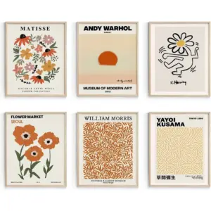 ALAYRA Warm Matisse Wall Art Posters, Vintage Master Wall Decors, Retro Posters for Room Aesthetic Unframed, 11x14in, Set of 6 01