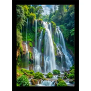 ALAYRA Waterfall Painting for Vastu 10 x 14 Inch Black Wooden Frame Positive Energy Wall Art for Home Dcor & Office 01