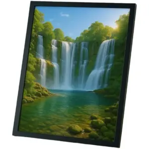 ALAYRA Waterfall Painting for Vastu Black Wooden Frame Wall Art (10 x 14 Inches) Ideal for Living Room Dcor 01