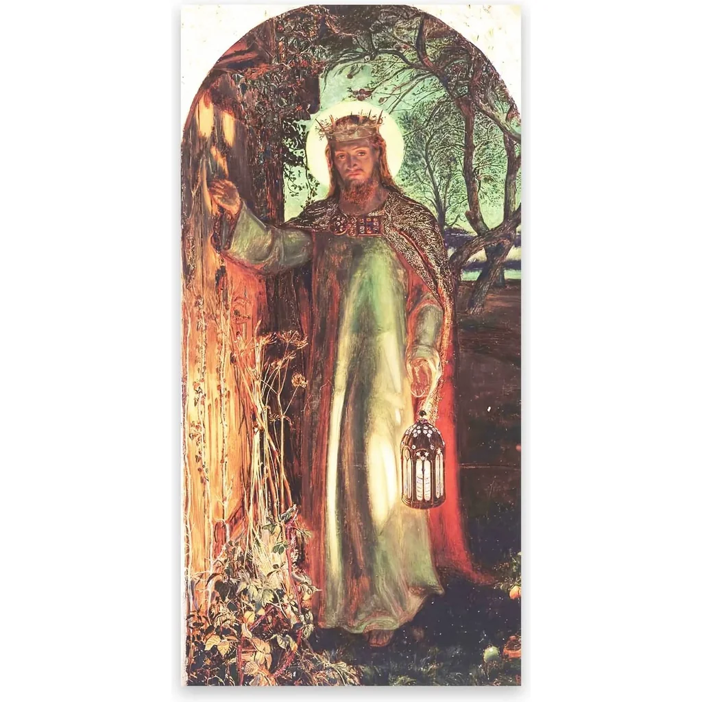 ALAYRA William Holman Hunt Print - The Light of The World Poster - Famous Painting Canvas Wall Art for Bedroom Living Room Home Decor Unframed (12x24in/30x60cm) 01