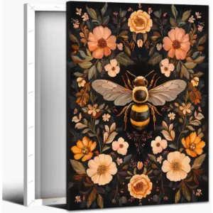 ALAYRA William Morris Bee and Floral Canvas Wall Art, Nature-Inspired Canvas Prints & Posters, Vintage Morris Wall Decor, Vibrant Botanical Artwork for Living Room, Bedroom, Office, 12x18 Inch 01