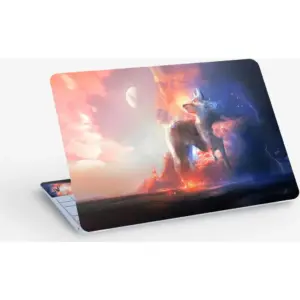ALAYRA Wolf Fantasy Animal Digital Art, Laptop Skin Sticker Decal, 13.3 14 15 15.4 15.6 Inch Laptop Universal Vinyl Skin Sticker Cover, Dustproof, Waterproof, Decal Protector With Free 2 Wrist Pads 01
