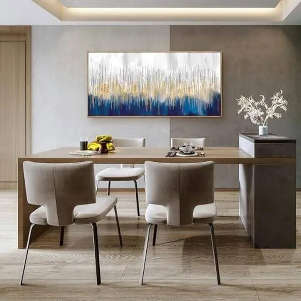 ALAYRA Wood framed Abstract Wall Art Gold and Blue Canvas Print Artwork for Living Room Bedroom Kitchen Home and Office Wall Decor 01 - Image 4