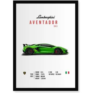 ALAYRA Wood Lamborghini Aventador Svj Wall Poster Fra 8X12 Inch (A4 Size) Hanging Wall Artwork Fra For Home Bedroom, Living Room And Walls Aesthetics 01