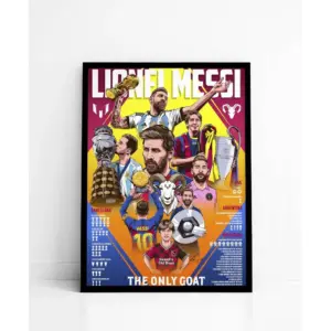 ALAYRA Wood Lionel Messi Legendary Career Framed Poster For Gifting/For Room Decor/For Football Fans (A4, Black) 01