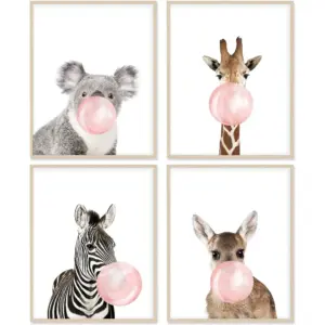 ALAYRA Woodland Nursery Decor Animal Wall Art for Bedroom, Set of 4, 11x14 Canvas Poster Prints Unframed, Posters for Girls Room, Safari Nursery Decor, Kids Wall Decor 01