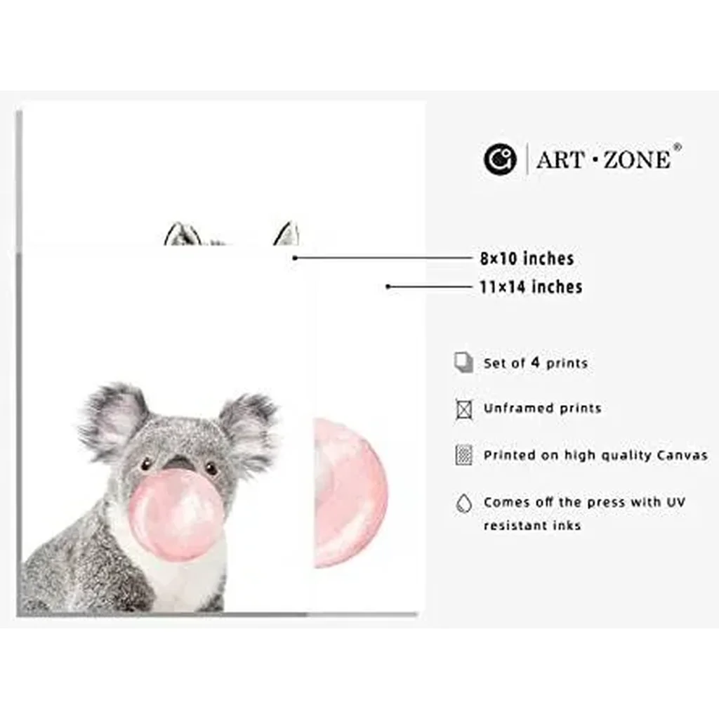 ALAYRA Woodland Nursery Decor Animal Wall Art for Bedroom, Set of 4, 8x10 Canvas Poster Prints Unframed, Posters for Girls Room, Safari Nursery Decor, Kids Wall Decor 01 - Image 2