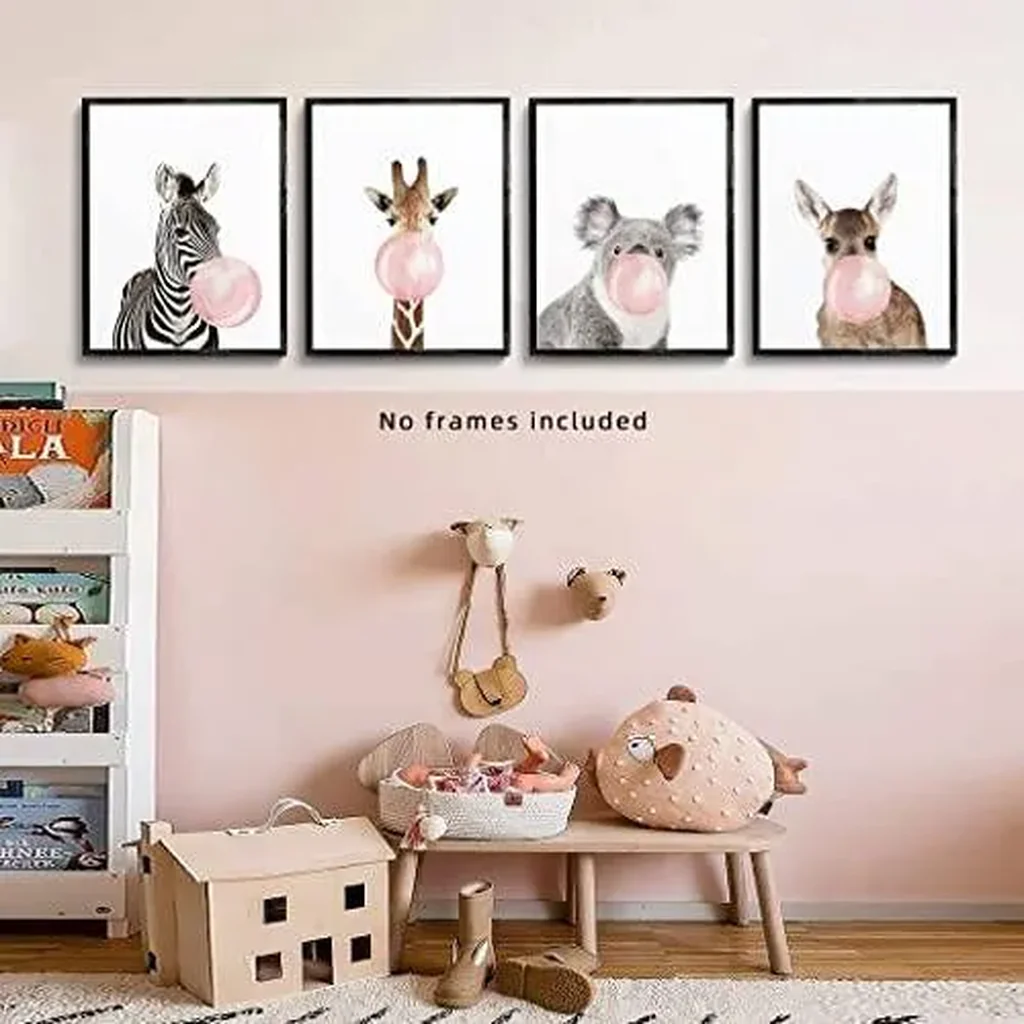 ALAYRA Woodland Nursery Decor Animal Wall Art for Bedroom, Set of 4, 8x10 Canvas Poster Prints Unframed, Posters for Girls Room, Safari Nursery Decor, Kids Wall Decor 01 - Image 3