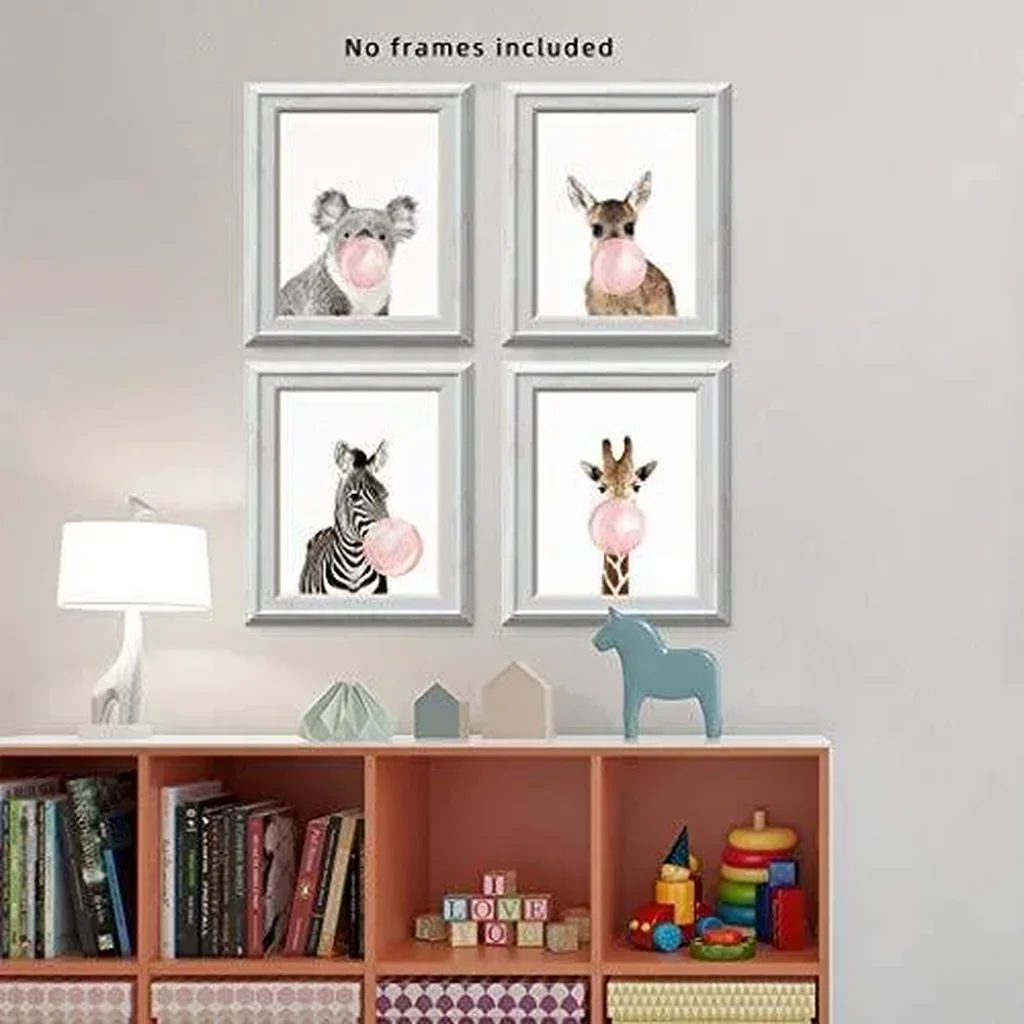 ALAYRA Woodland Nursery Decor Animal Wall Art for Bedroom, Set of 4, 8x10 Canvas Poster Prints Unframed, Posters for Girls Room, Safari Nursery Decor, Kids Wall Decor 01 - Image 4