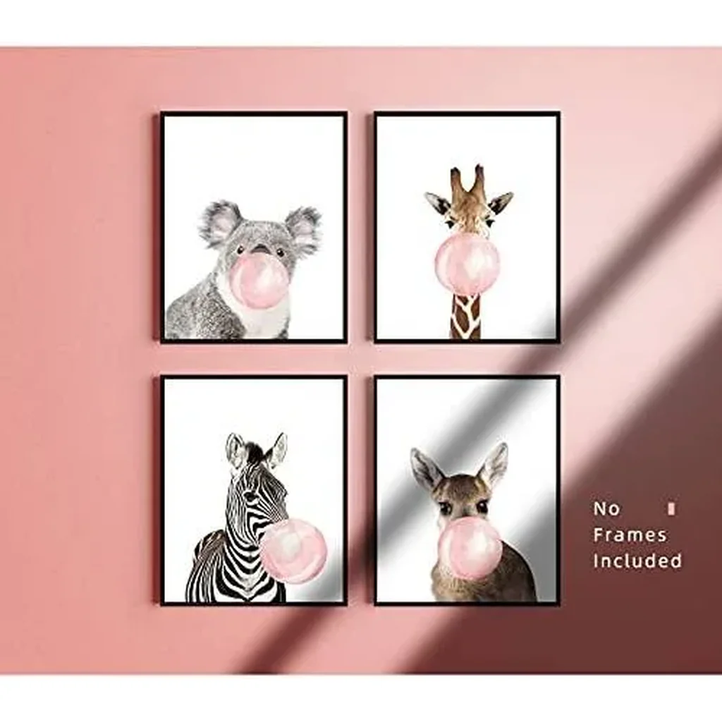 ALAYRA Woodland Nursery Decor Animal Wall Art for Bedroom, Set of 4, 8x10 Canvas Poster Prints Unframed, Posters for Girls Room, Safari Nursery Decor, Kids Wall Decor 01 - Image 5
