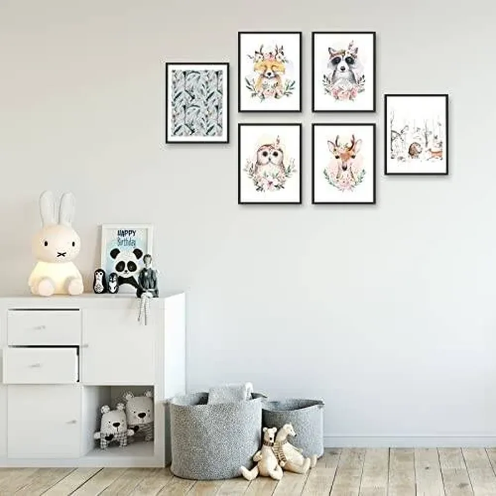 ALAYRA Woodland Nursery Decor Set of 6 Safari Wall Art Decor for Baby Boys Girls, Animals Flower Jungle Neutral Prints Posters for Kids Room Decor (8x10 Inch, UNFRAMED) 01 - Image 4