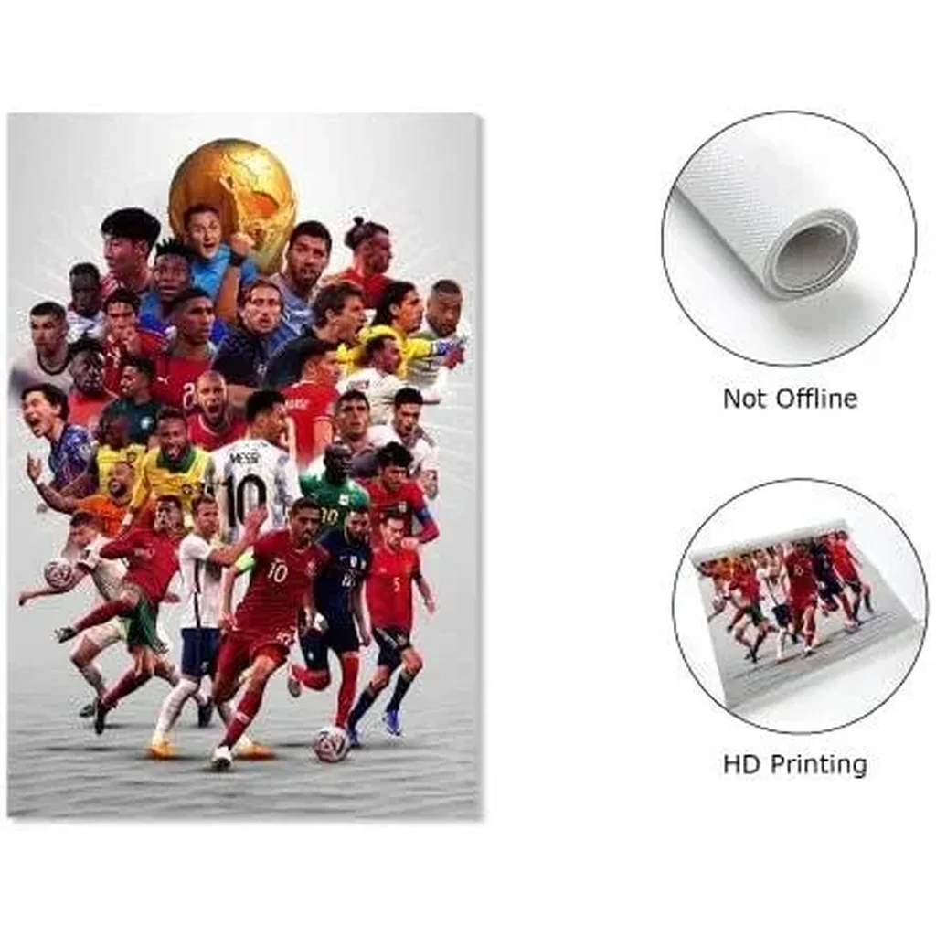 ALAYRA World Cup Poster Qatar Soccer Poster Canvas Wall Art Decorations Paintings Superstar Football Poster Cool Poster for Room Bedroom Man Boy Unframed (12x18Inch(30x45cm)) 01 - Image 2