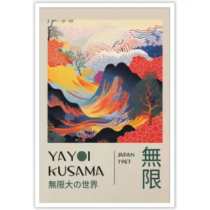 ALAYRA Yayoi KUAEma Canvas Wall Art Abstract Sea Waves Posters Retro Nature Scenic Prints Painting Japanese Wall Art Gallery Exhibition Wall Decor For Living Room Bedroom Office 12x16in Unframed 01