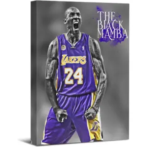 ALAYRA Yo Hansel Basketball Sport Poster Wall Art, Kobe Canvas Wall Decor 16x24 Purple Inspirational Quotes Black Mamba Mentality Picture Artwork Home Decoration for Boys Bedroom Men Cave Office 01