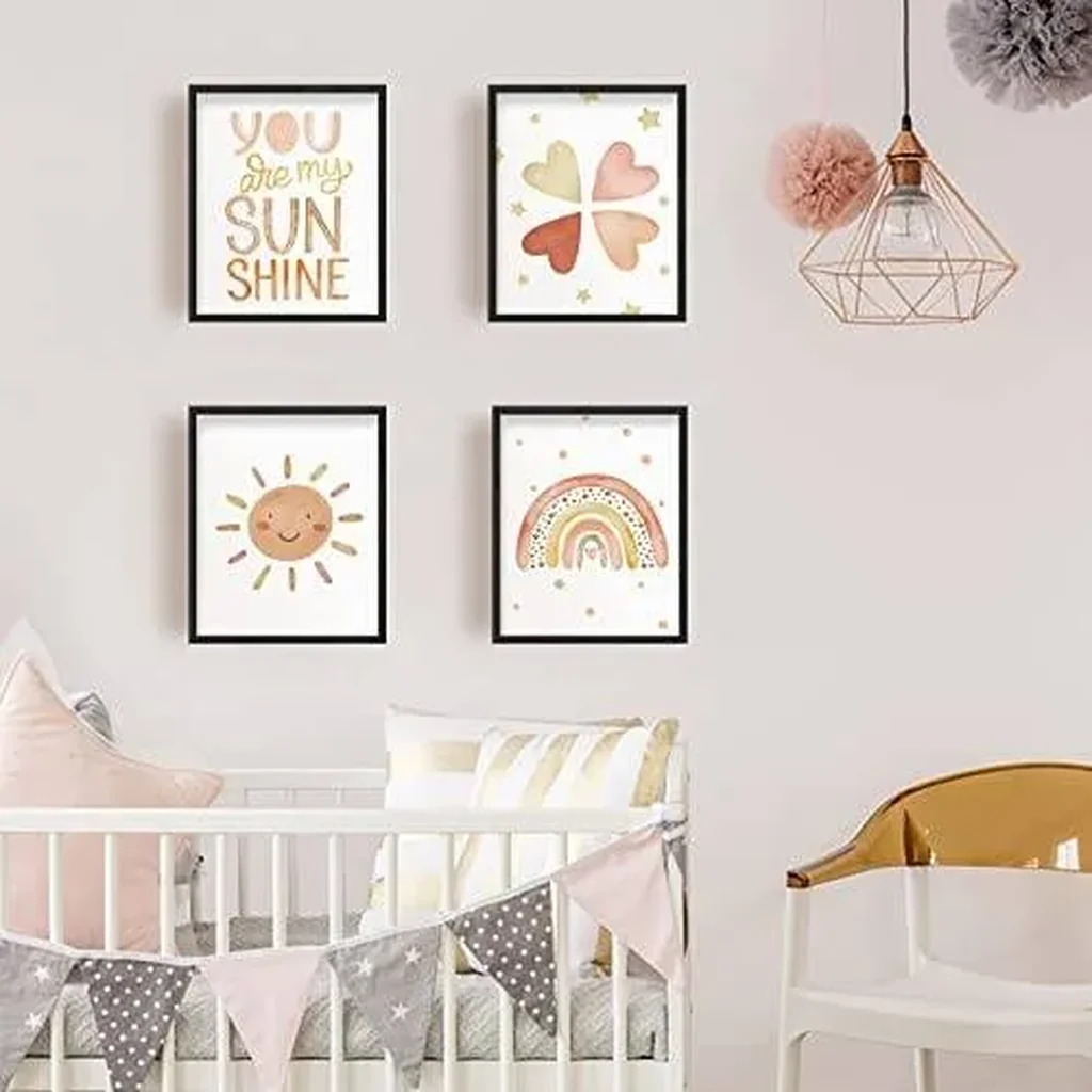 ALAYRA You Are My Sunshine Canvas Wall Art Rainbow Picture Print Boho Rainbow Decor Nursery Wall Art Poster Baby Girl Bedoom Print Toddler Room Decor 6 PCS Unframed 01 - Image 5