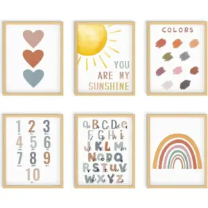 ALAYRA You Are My Sunshine Decor 8 x 10 inch Set of 6 Unframed Poster for Toddlers Inspirational Kids Wall Art Prints Rainbow Room Decor for Girls Bedroom Classroom Nursery Playroom Wall Decor 01