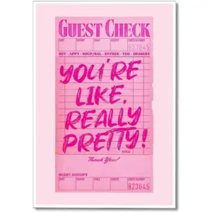 ALAYRA Youre Like Really Pretty Canvas Wall Art, Pink Preppy Guest Check Room Aesthetic Poster, Funky Dorm Decor, Trendy Teen Girl Retro Art Bedroom Print 12x16in Unframed 01
