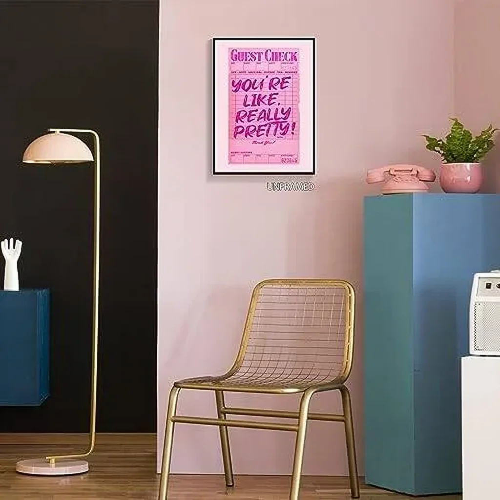 ALAYRA Youre Like Really Pretty Canvas Wall Art, Pink Preppy Guest Check Room Aesthetic Poster, Funky Dorm Decor, Trendy Teen Girl Retro Art Bedroom Print 12x16in Unframed 01 - Image 4