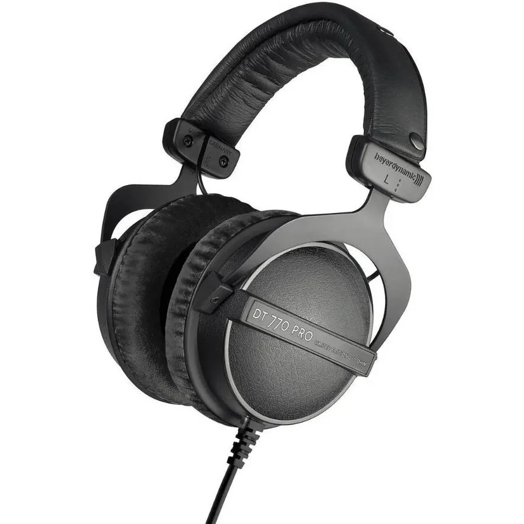 Beyerdynamic DT 770 PRO 250 Ohm Limited Black Edition Studio Headphone, Single-Sided Cable, Robust Spring Steel Headband, Gold Plated Mini Stereo Jack, Black | 718718
