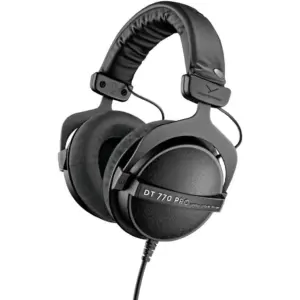 Beyerdynamic DT 770 PRO 80 Ohm Limited Black Edition Studio Headphone, Single-Sided Cable, Robust Spring Steel Headband, Gold Plated Mini Stereo Jack, Black | 717770
