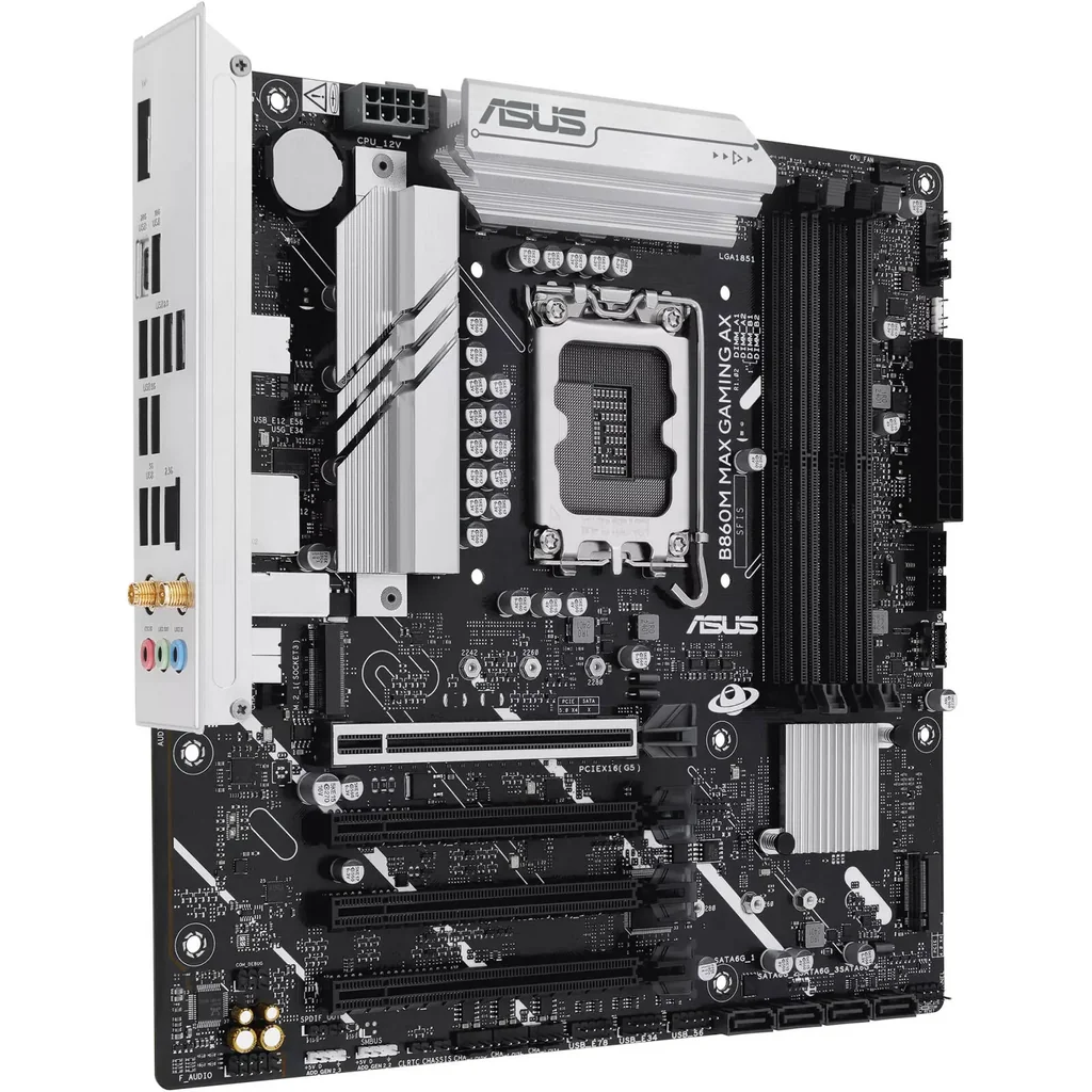 ASUS B860M MAX GAMING AX LGA 1851 Micro-ATX Motherboard, Intel B860 Chipset, 4x DIMM DDR5 Slots, 256GB Max Memory, 1 x PCIe 5.0 x16 Safeslot, 3 x M.2 Slots | 90MB1JZ0-M0EAY0 - Image 4