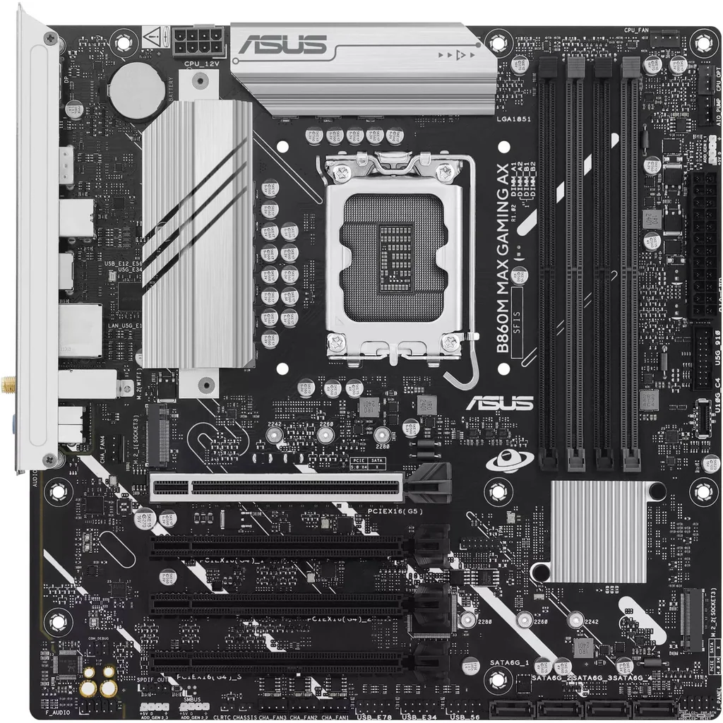 ASUS B860M MAX GAMING AX LGA 1851 Micro-ATX Motherboard, Intel B860 Chipset, 4x DIMM DDR5 Slots, 256GB Max Memory, 1 x PCIe 5.0 x16 Safeslot, 3 x M.2 Slots | 90MB1JZ0-M0EAY0 - Image 7