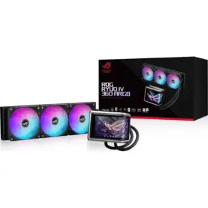 ASUS ROG RYUO IV 360 ARGB Liquid CPU Cooler, 6.67? AMOLED Display, 360mm Radiator, 3x ROG RYUO IV MF-12C ARGB Pre-Installed Fan, 2000 RPM Fan Speed, 56.66 CFM Airflow, Black | 90RC01N1-B0EAY0