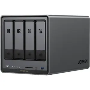 UGREEN NASync DXP4800 Plus 4-Bay Desktop NAS, Intel Pentium Gold 8505 5-Core CPU, 136TB Storage Capacity, 2x M.2 SSD Drive Slots, 10GbE + 2.5GbE LAN, 4K HDMI, Diskless, Black | 35260