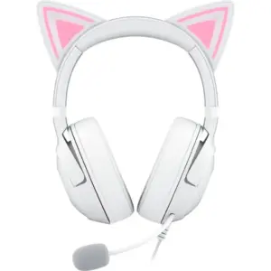Razer Kraken Kitty V2 RGB Wired Gaming Headset, Chroma Kitty Ears, Stream Reactive Lighting, HyperClear Cardioid Mic, 7.1 Surround Sound, TriForce 40mm Drivers, White | RZ04-04730600-R3M1