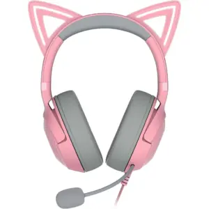 Razer Kraken Kitty V2 RGB Wired Gaming Headset, Chroma Kitty Ears, Stream Reactive Lighting, HyperClear Cardioid Mic, 7.1 Surround Sound, TriForce 40mm Drivers, Quartz | RZ04-04730200-R3M1