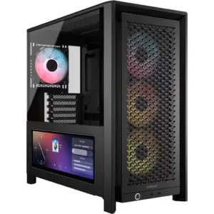 Corsair FRAME 4000D LCD RS ARGB Premium Mid-Tower PC Case, 4x RS120 aRGB Pre-Installed Fans, XENEON EDGE 14.5" LCD Touchscreen, 360mm Radiator & 13x 120mm Fan Support, Black | CC-9011326-WW