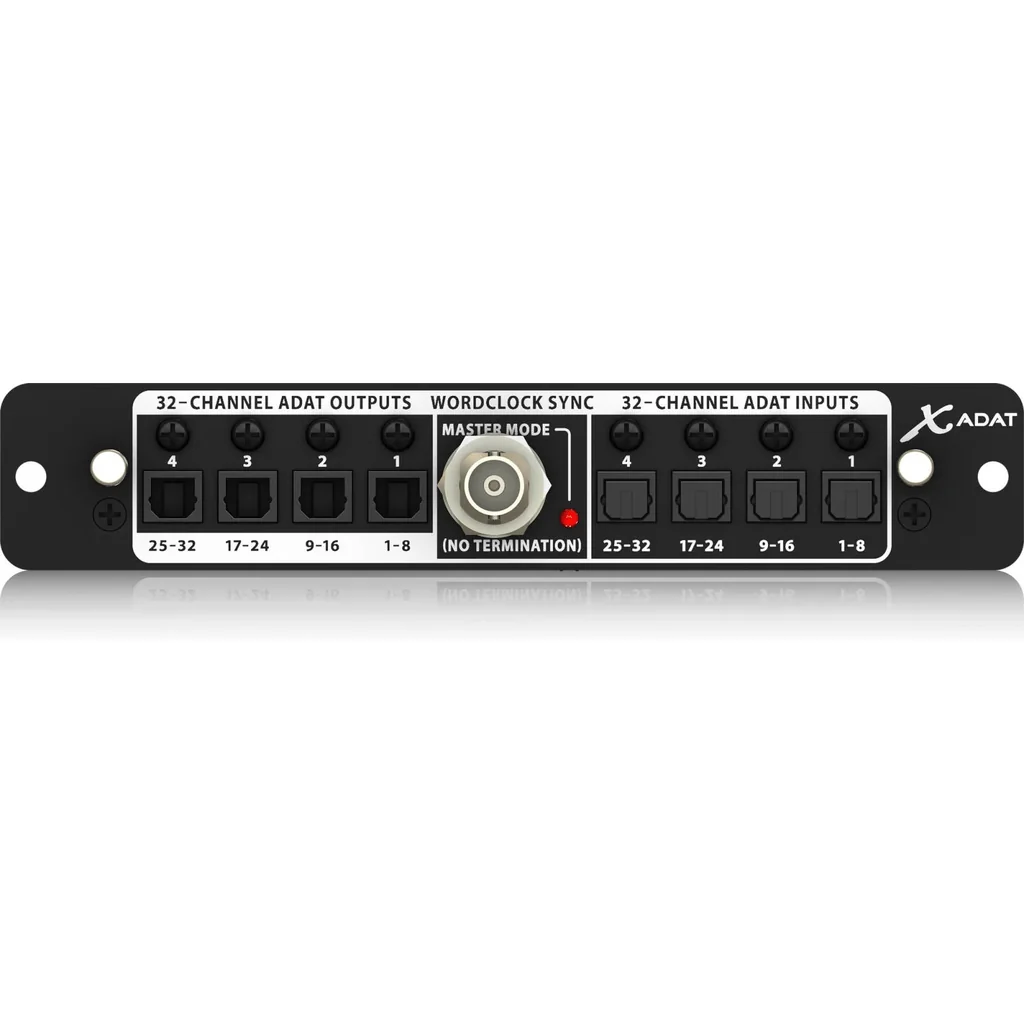 Behringer X-ADAT High-Performance 32-Channel ADAT/Wordclock Expansion Card, 32-Channel ADAT In/Out, 8 Fiber-Optical Connectors, 24-Bit Signal Transmission at 48 or 44.1 kHz | XADAT