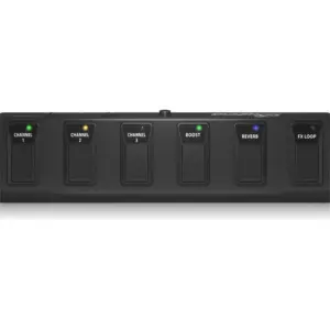 Bugera FSB106A 6 Button Footswitch, Heavy-Duty Metal 6-Button Footswitch for Bugera TRIREC Amplifiers, Long Cable, LED Status Indicators, MIDI IN/THRU Support | FSB106A