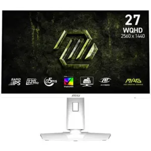 MSI MAG 274QRFW X32 Monitor, 27" Rapid IPS Display, WQHD Resolution, 320Hz Refresh Rate, 0.5ms (GtG) Response Time, AMD FreeSync Premium & NVIDIA G-Sync Technology, White | 9S6-3CE49H-028