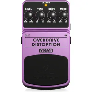 Behringer OD300 Overdrive/Distortion Pedal, Compact Guitar Effect with Level, Tone & Drive Controls, Blue LED, 9 V Battery or Power Supply, Warm to Gritty Sound, Violet | OD300