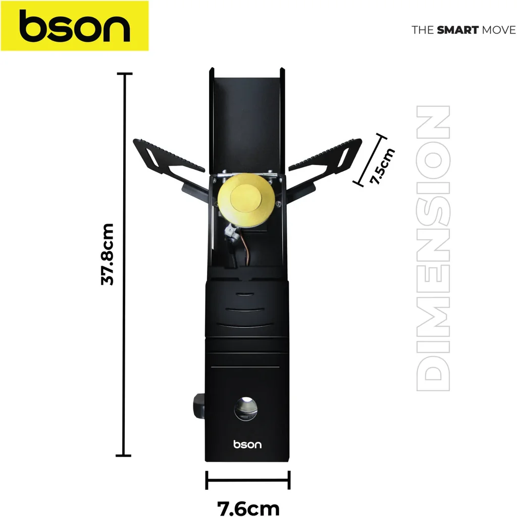 Bson Ignite Portable Stove, Fits 11.5 24cm Pots, 2.1KW High-Power Burner, Folding Technology, Windproof, Energy-Saving, Stainless Steel, Electronic Ignition, Carry Bag, Black | CK012 - Image 2