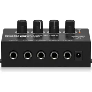 Behringer MicroMix MX400 Analog Mixer, Ultra Compact 4 Channel Stereo Summing Mixer with Metal Housing, Simple Signal Routing, Low Noise Design, Black | MX400