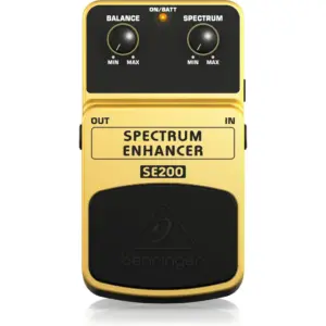 Behringer SE200 Spectrum Enhancer Equalizer Effects Pedal, Smooth Frequency Shaping, Dual Band Controls, True Bypass Switching & Compact Stompbox Design, Yellow | SE200