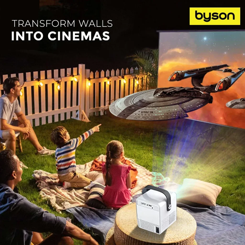 Byson Luma Full HD Projector, Full HDR Resolution, 50-120" Display, Remote Control & 360? Tripod, 5G WiFi Connectivity, HDR Support, Android 11 System, White | PR002 - Image 7