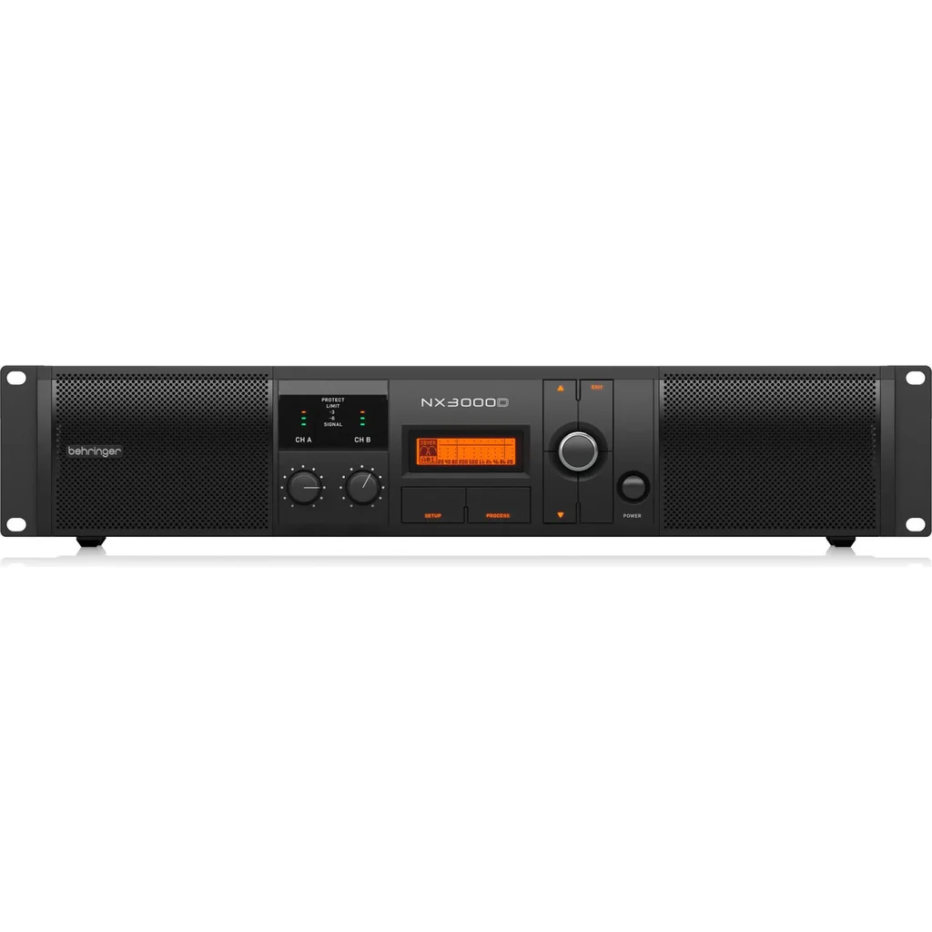 Behringer NX3000D 3000W Class D Power Amplifier with DSP, 2 Channel High Power PA Amp with Built In Digital Processing, USB Control, Zero Attack Limiters & Lightweight Rackmount Design | NX3000D