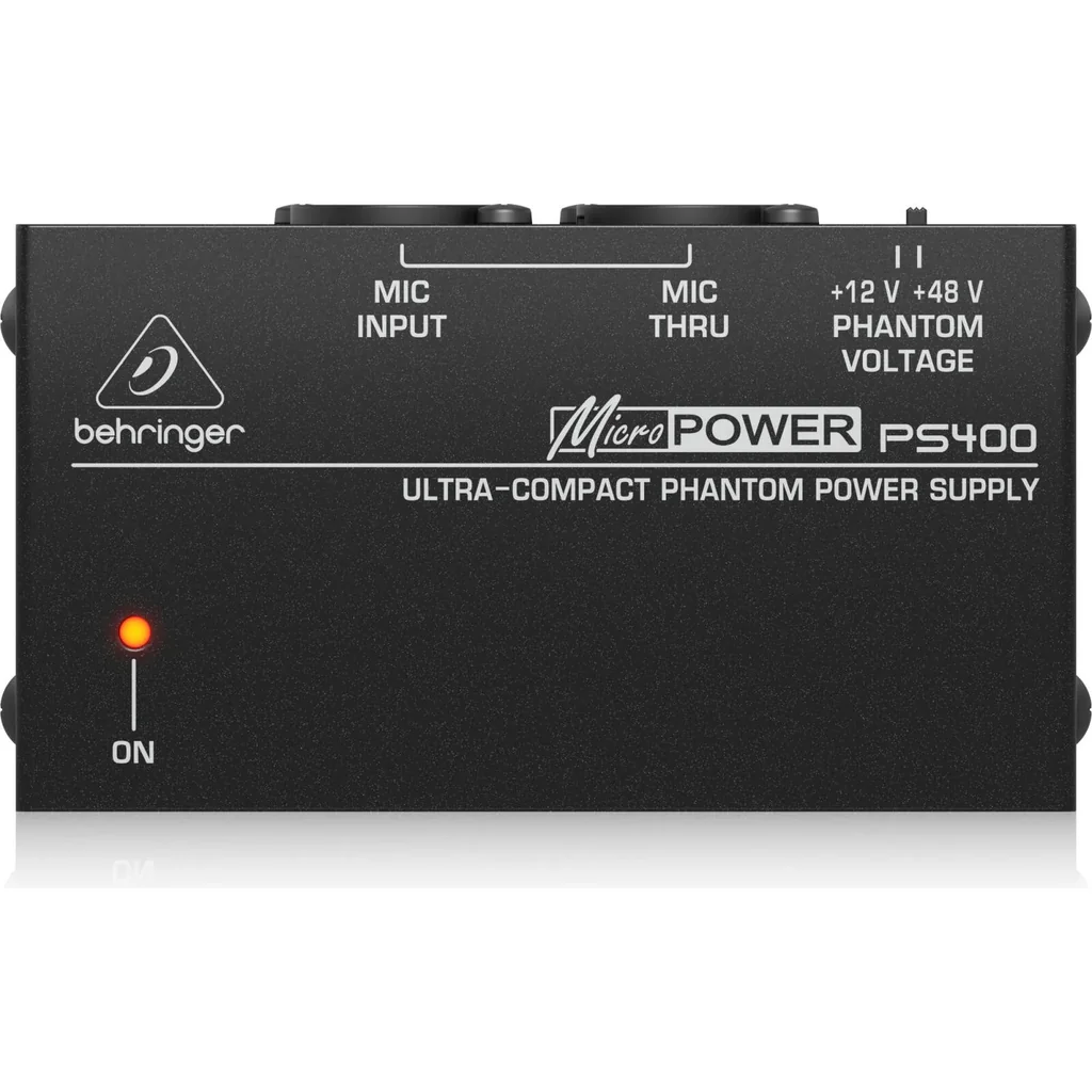 Behringer Micropower PS400 Phantom Power Supply, 48V Phantom Power for Condenser Microphones, Low Noise Design, Compact Durable Build, Balanced XLR Inputs & Outputs, Reliable Performance | PS400